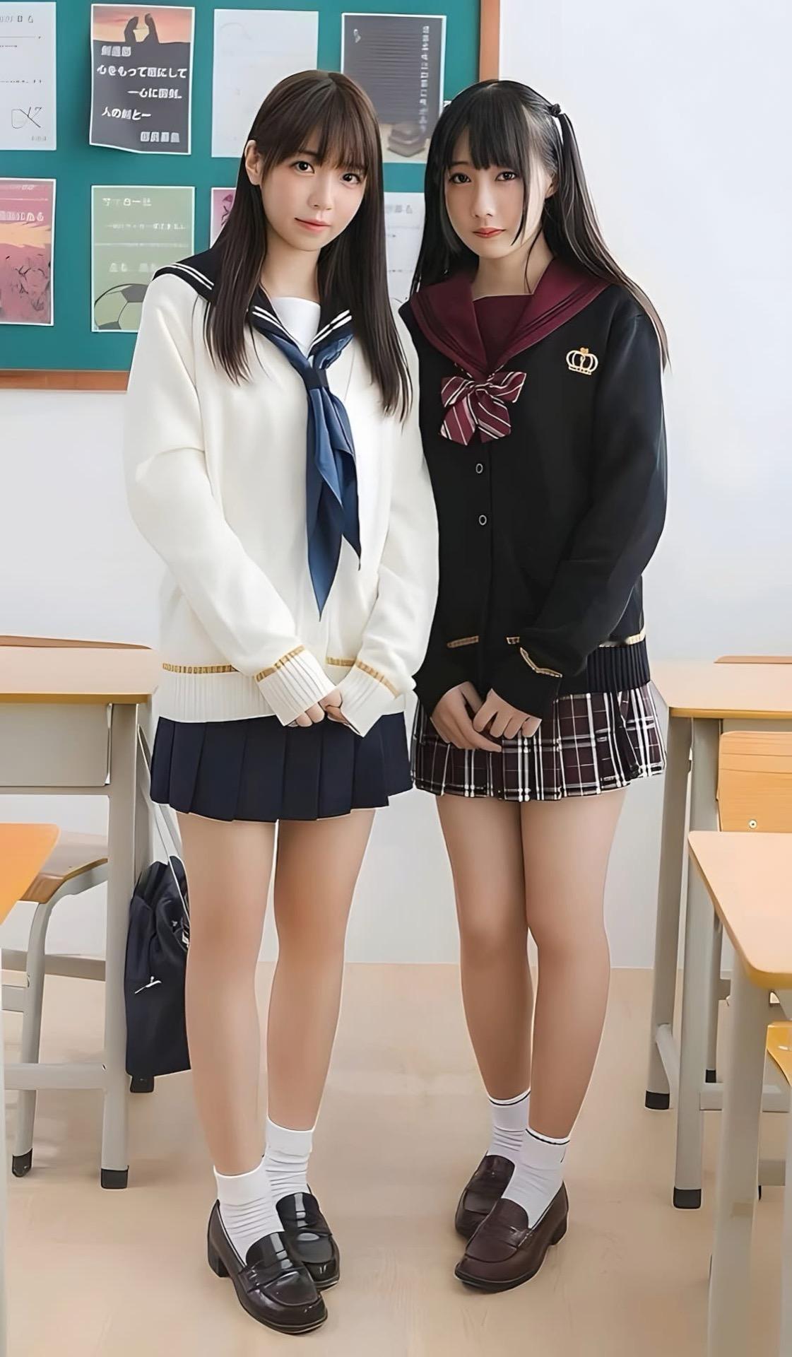 校园里的青春姐妹，校服甜美穿搭，元气满满！💕