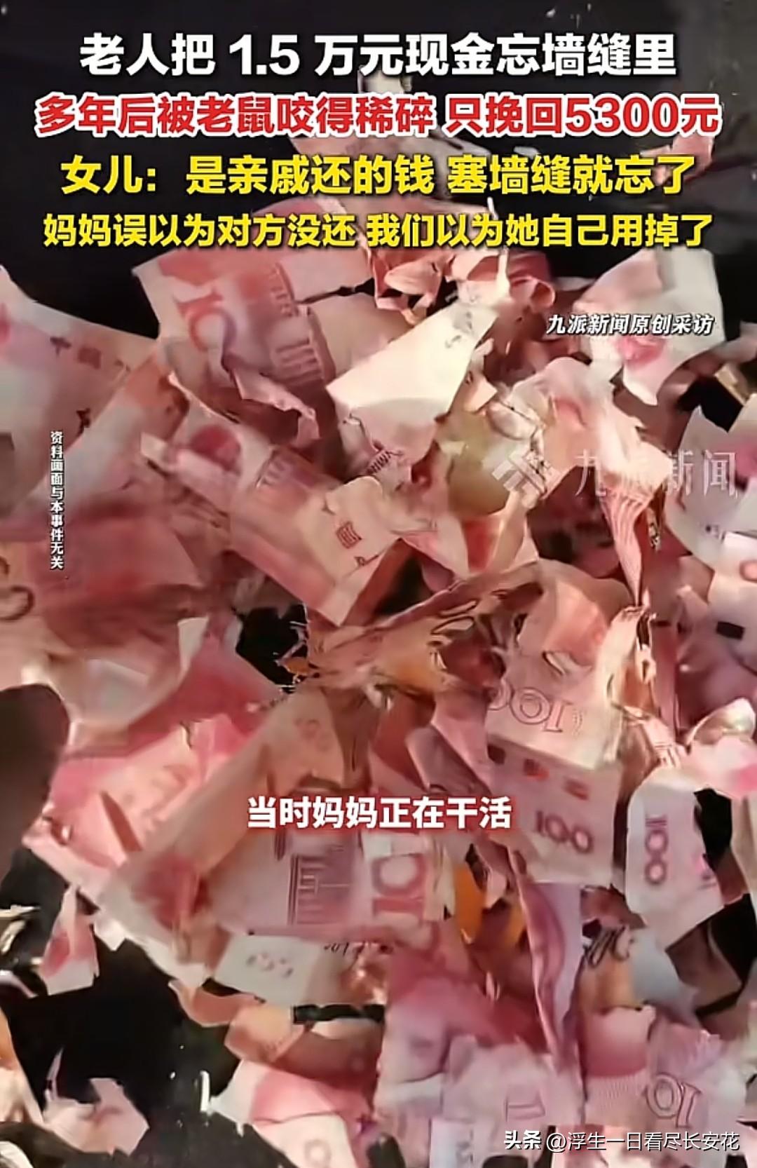 这亲戚比窦娥还冤！1.5万现金塞墙缝被老鼠咬碎，多年误会才解开

刷到这个新闻，
