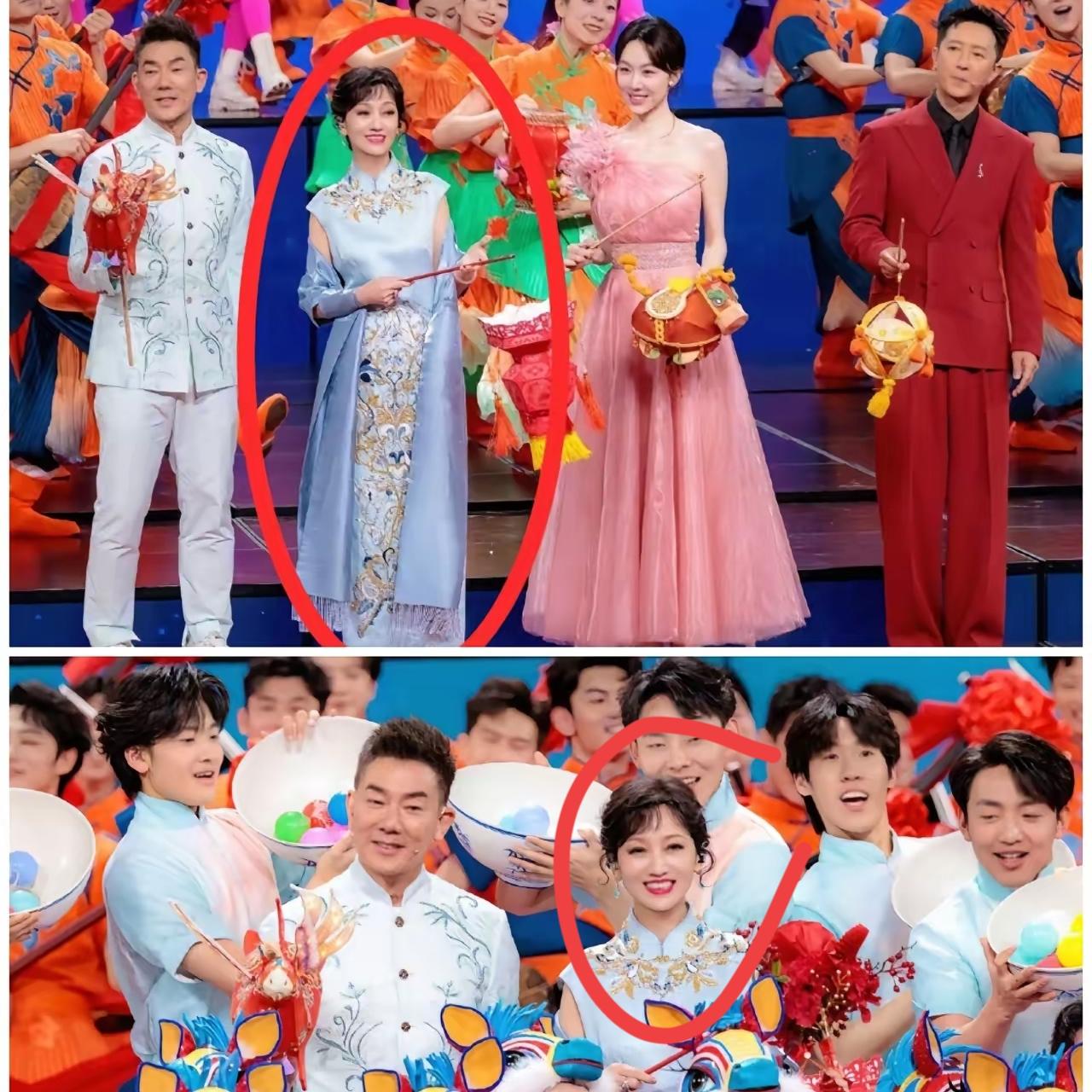 央视元宵晚会一开场，
赵雅芝一出来，
我真的当场看愣了。73岁的年纪，在央视高清