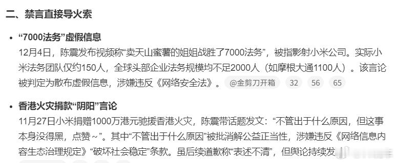 【 】车圈网红陈震的微博、抖音、小红书、B站等社交平台账号全部被禁言。主号被封之