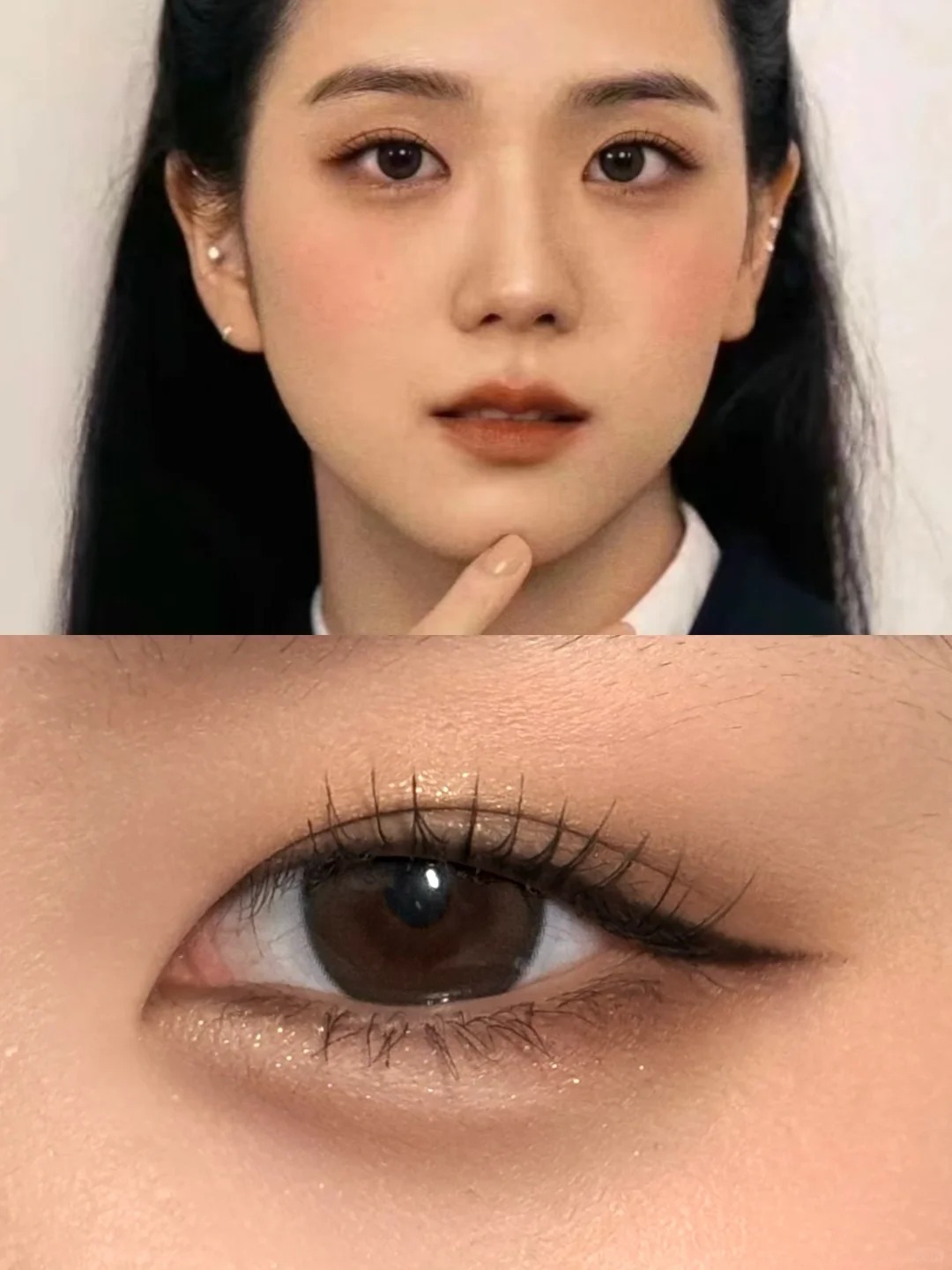 内双人生韩妆🈶！Jisoo奶杏女高日常妆容参考 