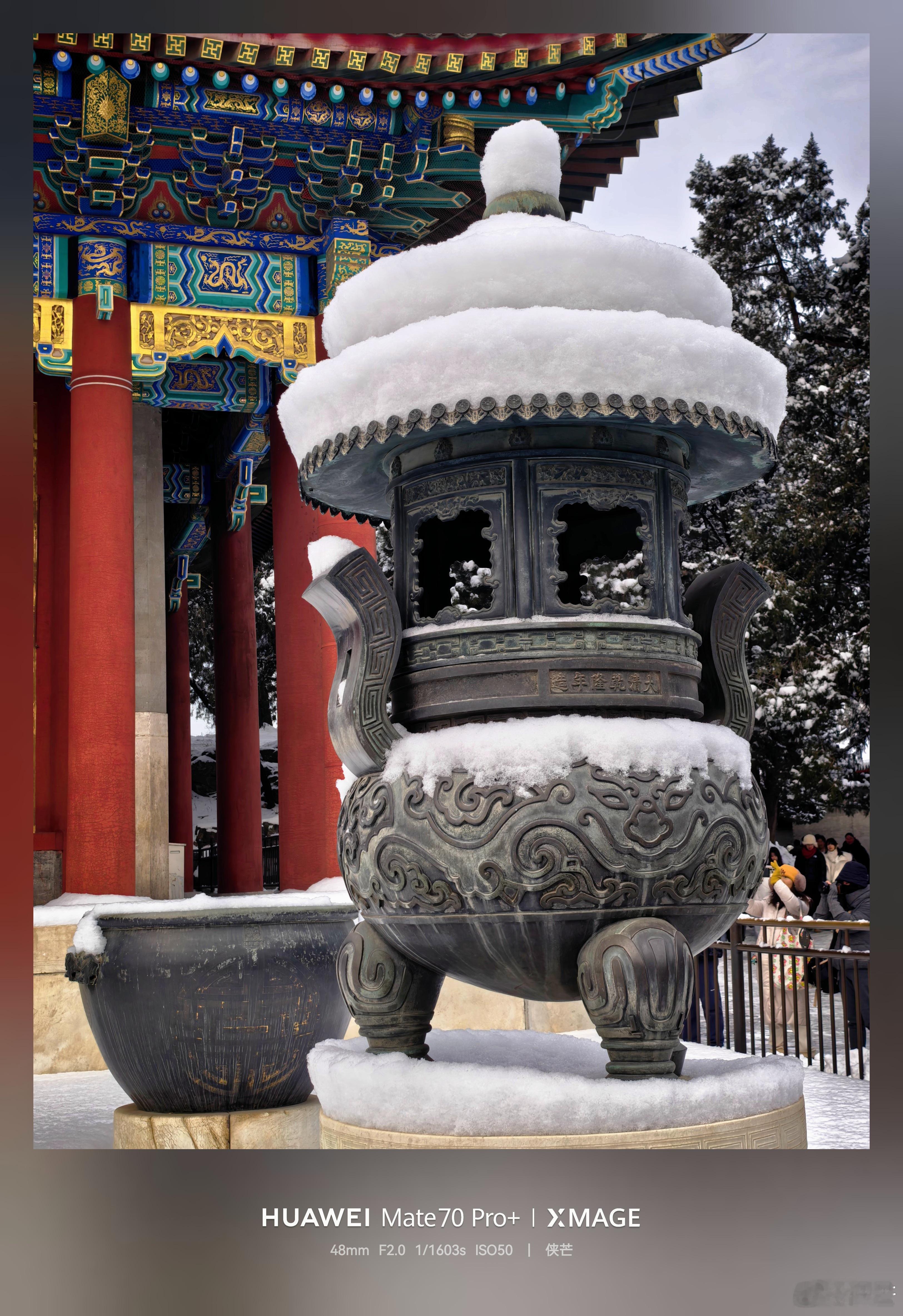 一夜初雪，颐和园银装素裹，铜兽披银装。摄影