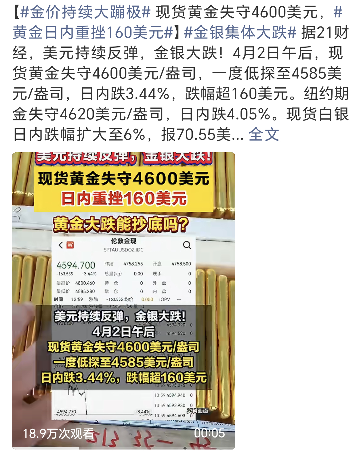 金价持续大蹦极最近这金价不是大涨就是大跌，超低黄金的朋友都还好嘛，都挣到钱了没？