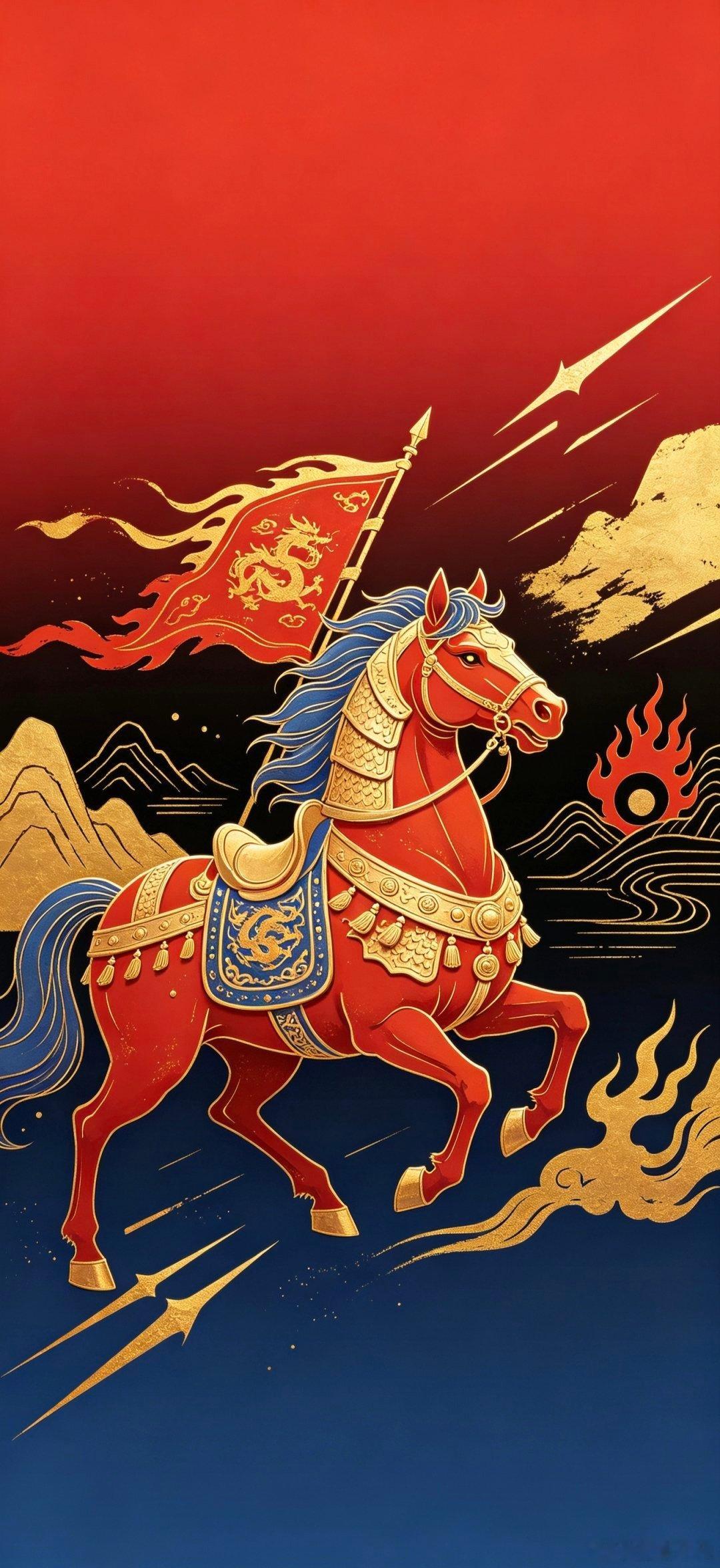 “骏马奔腾 福运缠绵，马到成功 前程似锦～ ” 
