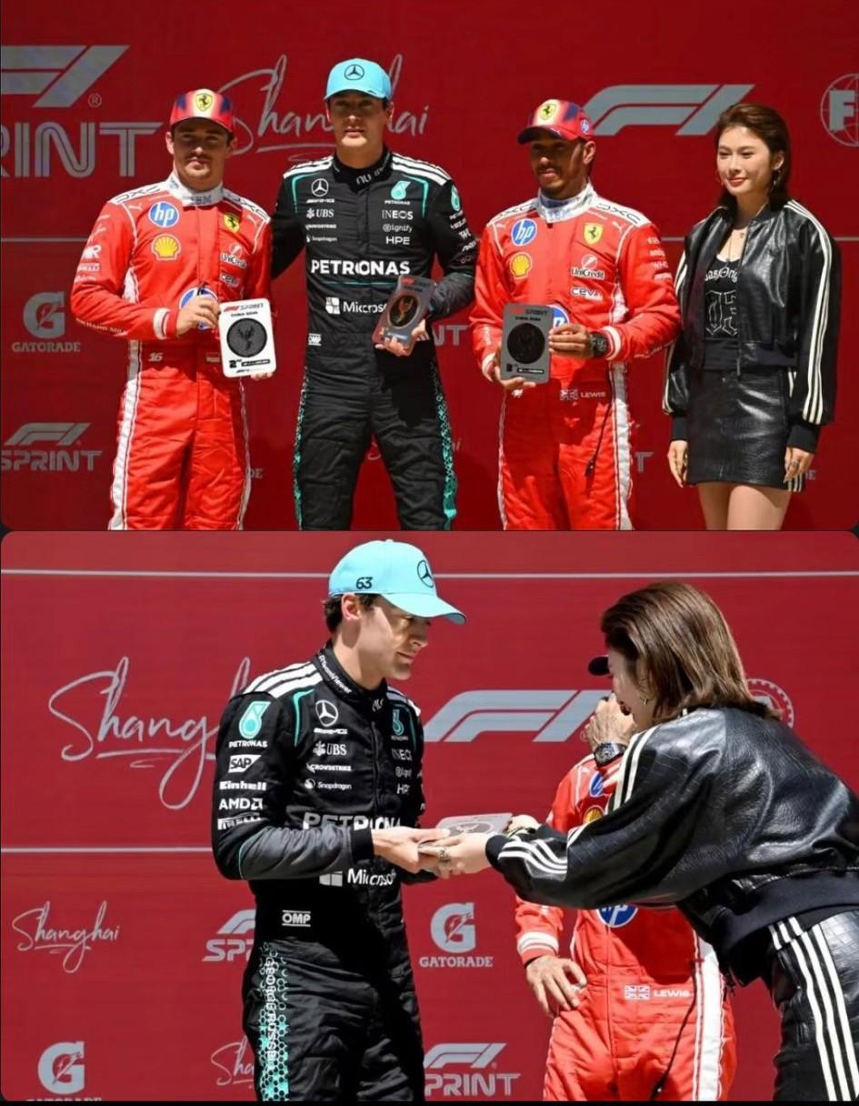 吴艳妮担任上海F1大奖赛的颁奖嘉宾，她也是第一时间在社交平台上发布了这一在她看来