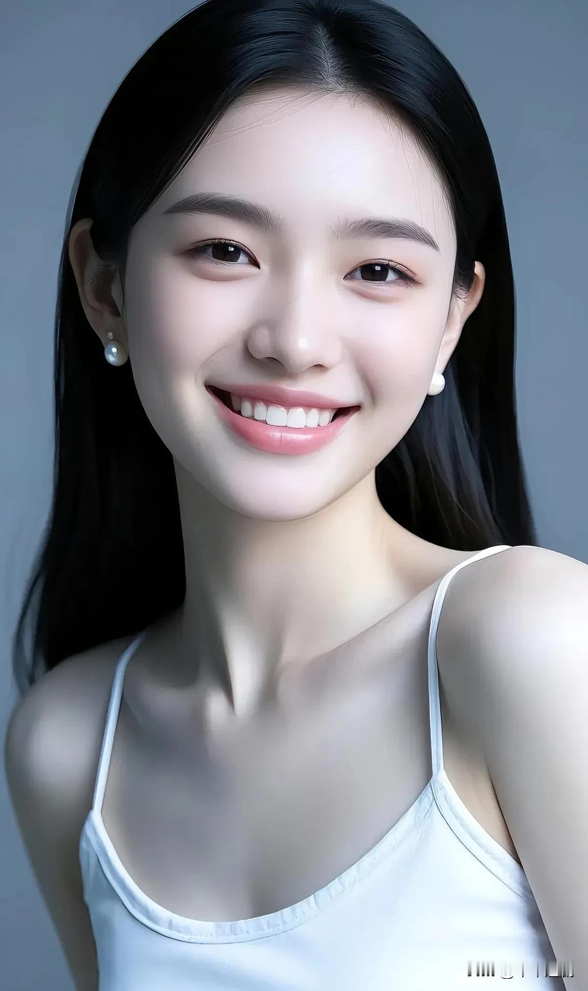 成熟稳重的美女你喜欢吗?
白缎吊带衬着冷灰背景，珍珠耳钉点缀揉出清甜又温柔的氛围