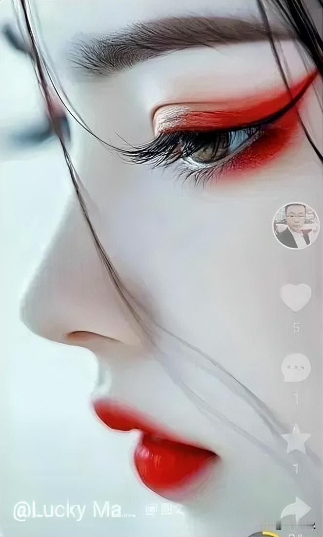 这是一位妆容惊艳的女士特写。自然雅致妆容