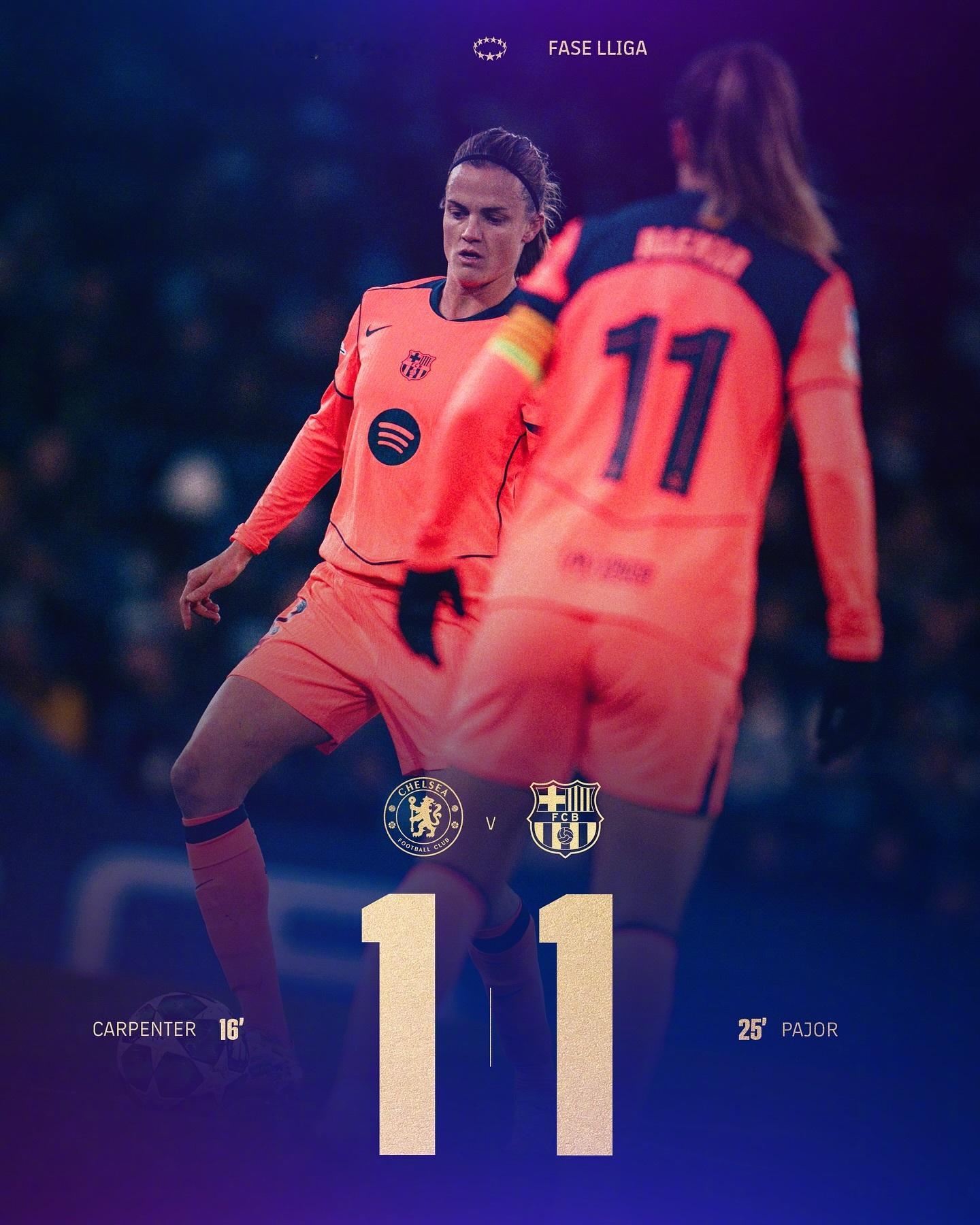 女足欧冠联赛阶段第四轮，巴萨客场对阵切尔西女足。上半场对手先进一球，帕约尔随即扳