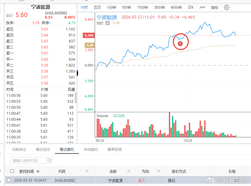$宁波能源 sh600982$ 今天策略逆势买入，看看后续的表现冲之量形引擎