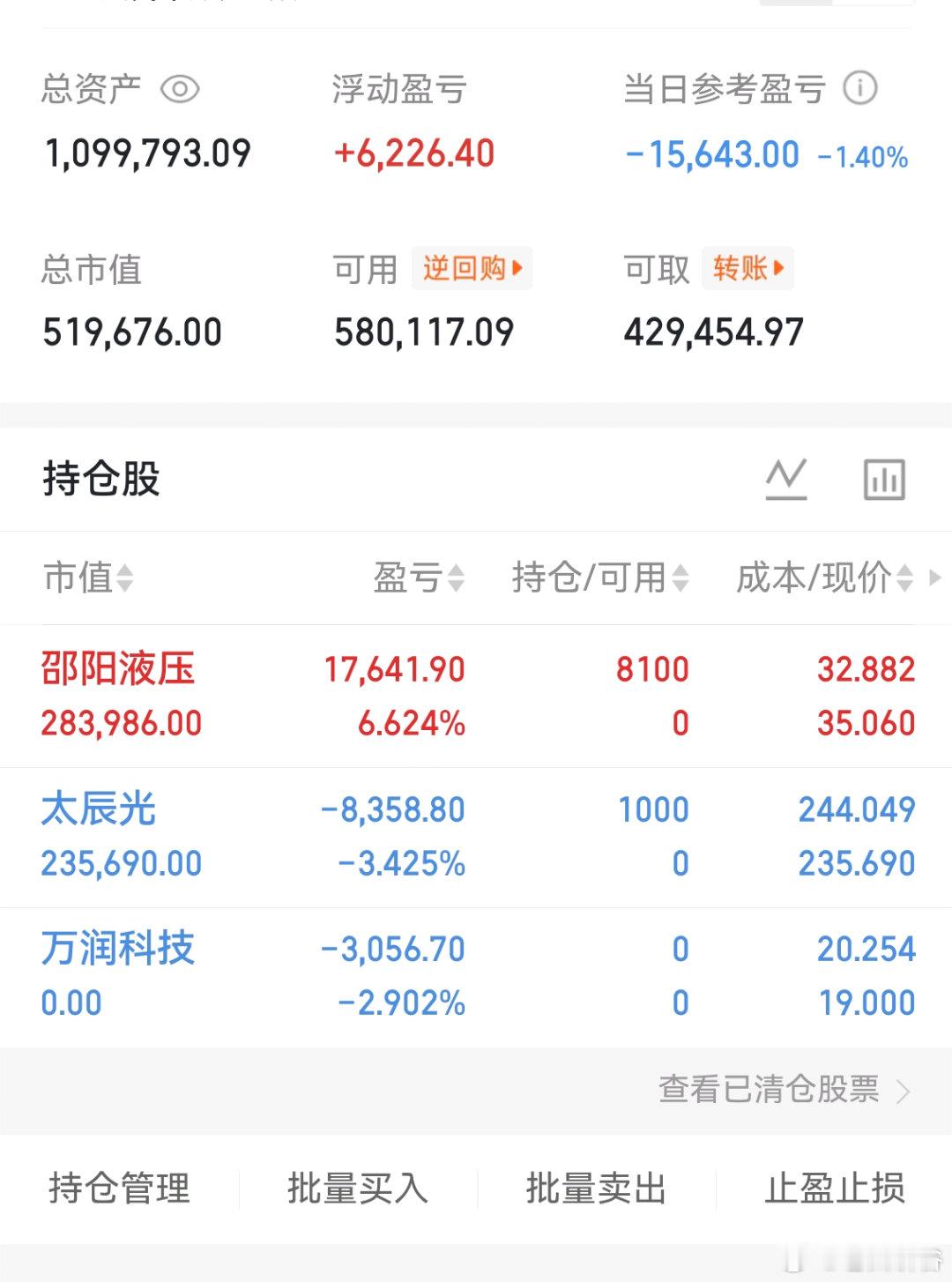 个人实盘记录第二阶段第35天启动资金50万6月5日拿进来了50补仓做T目前资金：
