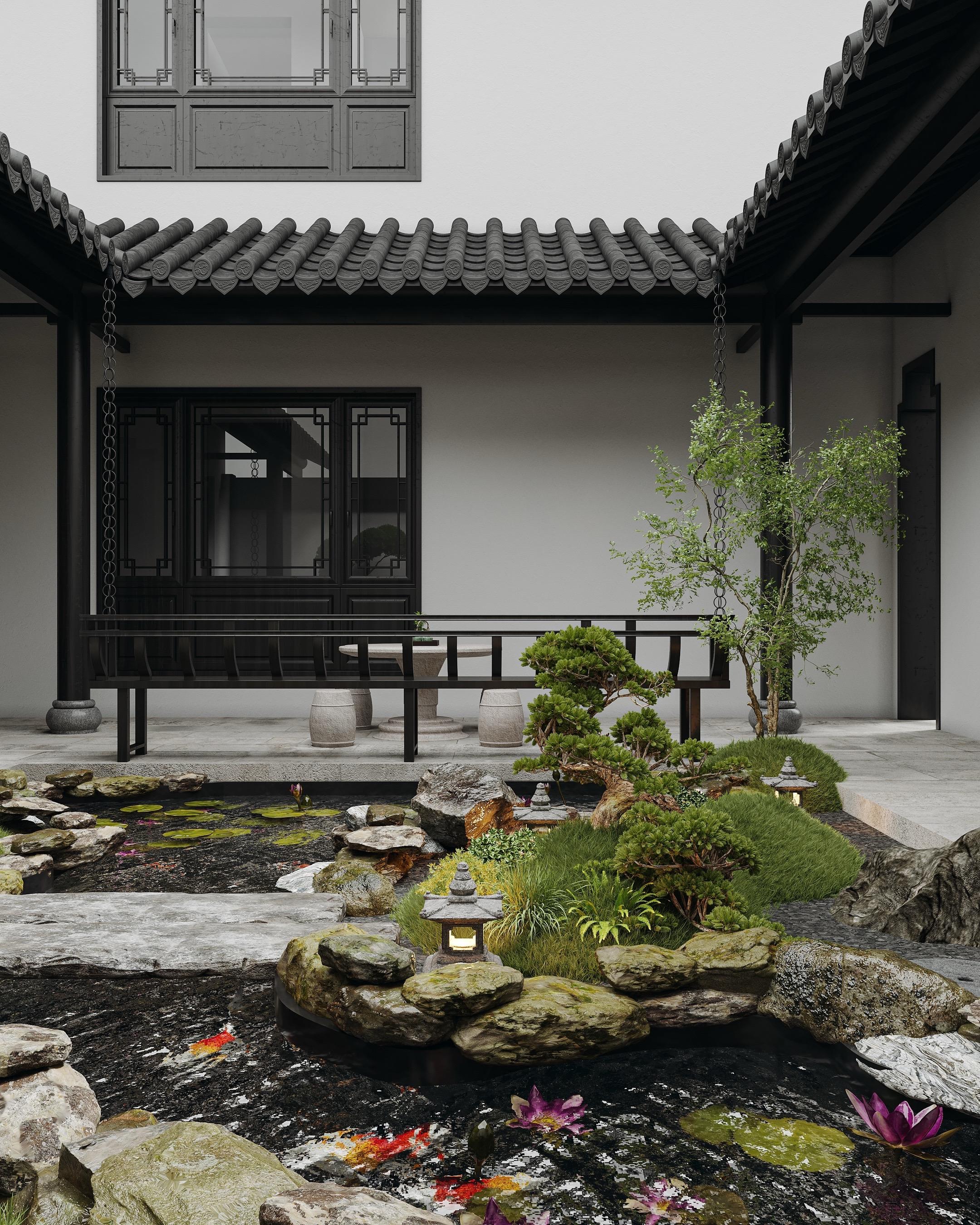 🌿昆明合院别墅庭院，一秒穿越“江南仙境。🌱 谁说城市没有桃花源？在...