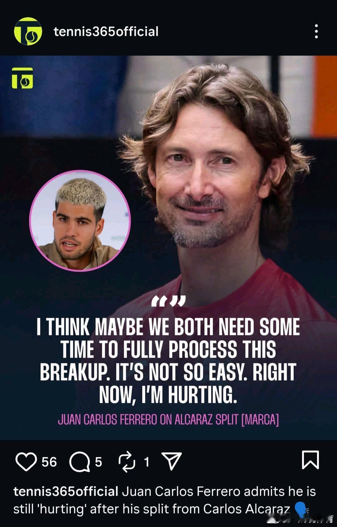 三个推送都是出自同一次采访： “我们双方都需要时间适应这一次分别。这并不容易。对