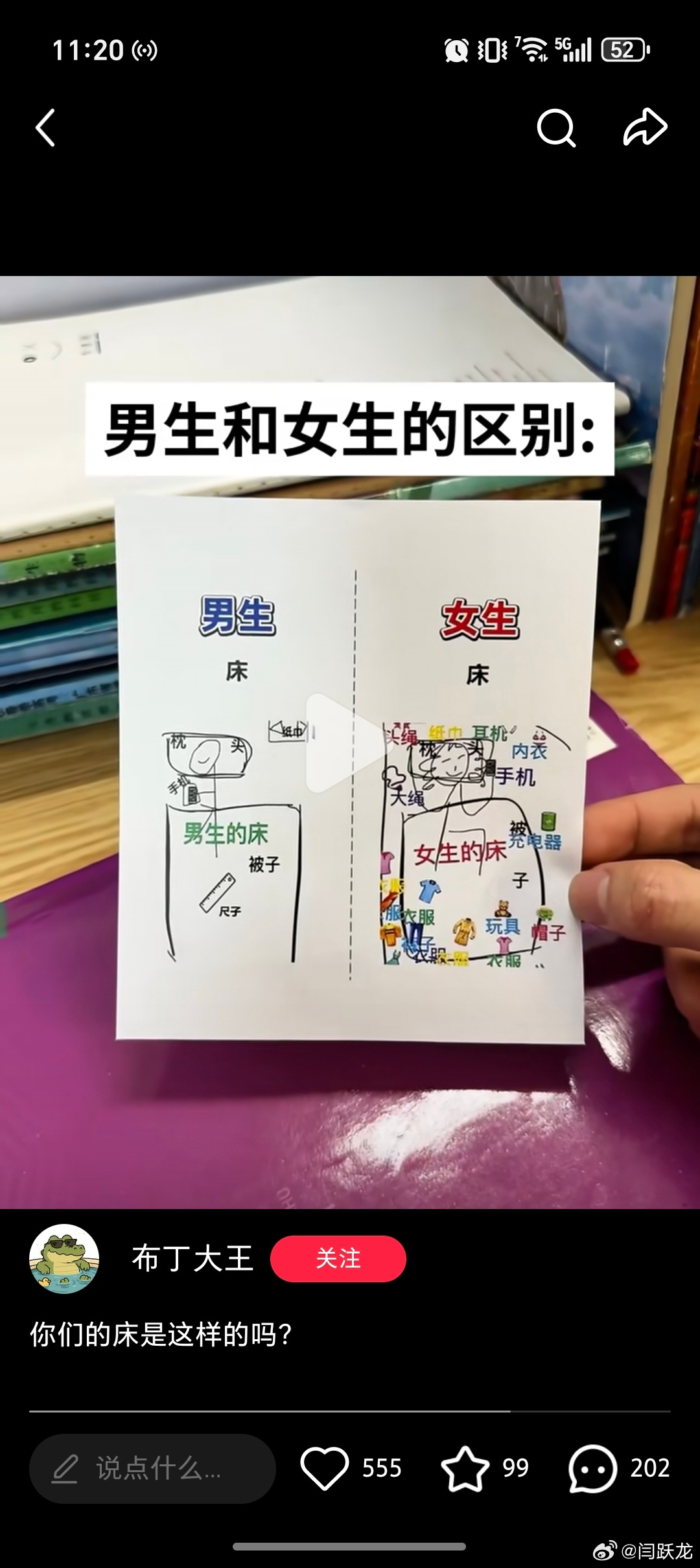 男生和女生的床的区别，是这样吗？ 