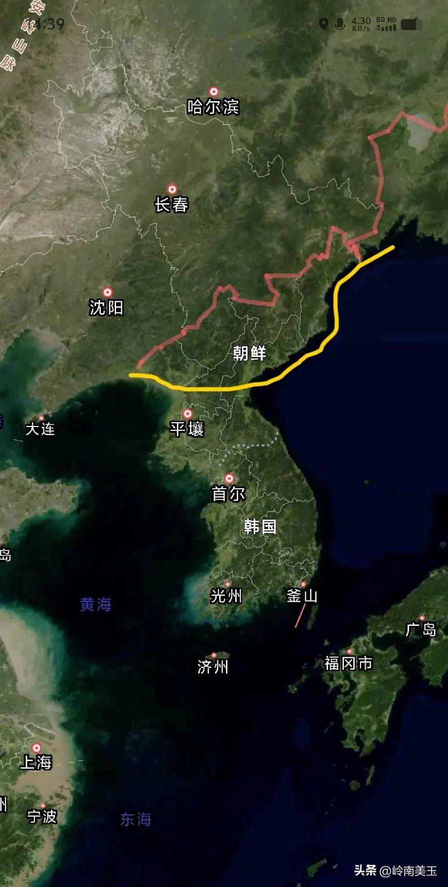 看到网上消息说朝鲜半岛朝鲜占55%，韩国占45%。

看地图，其实完全不对，看地