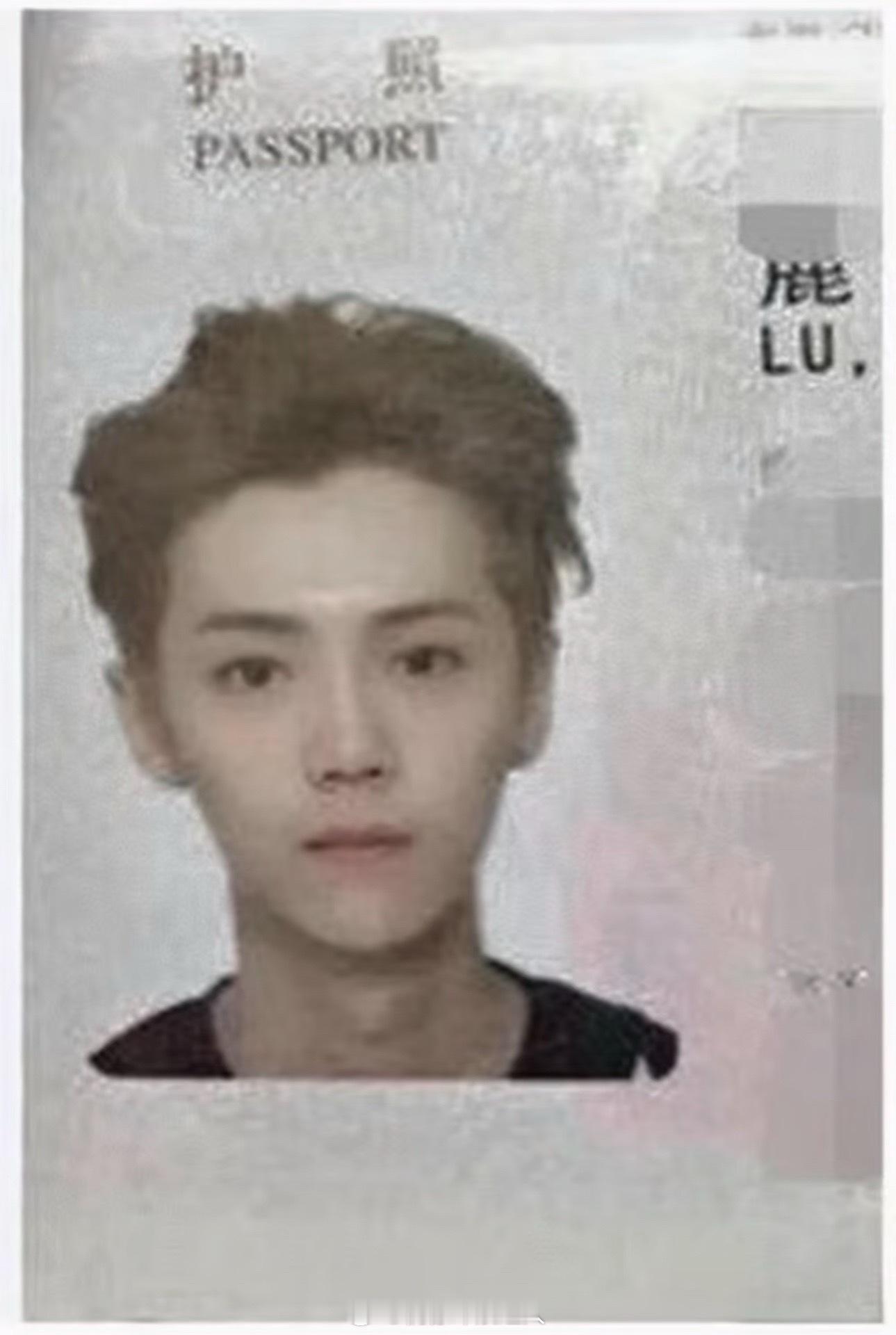 鹿晗 护照届最严厉的父亲 不是。。你告诉我这张是鹿晗的护照？！此男的脸也太权威了