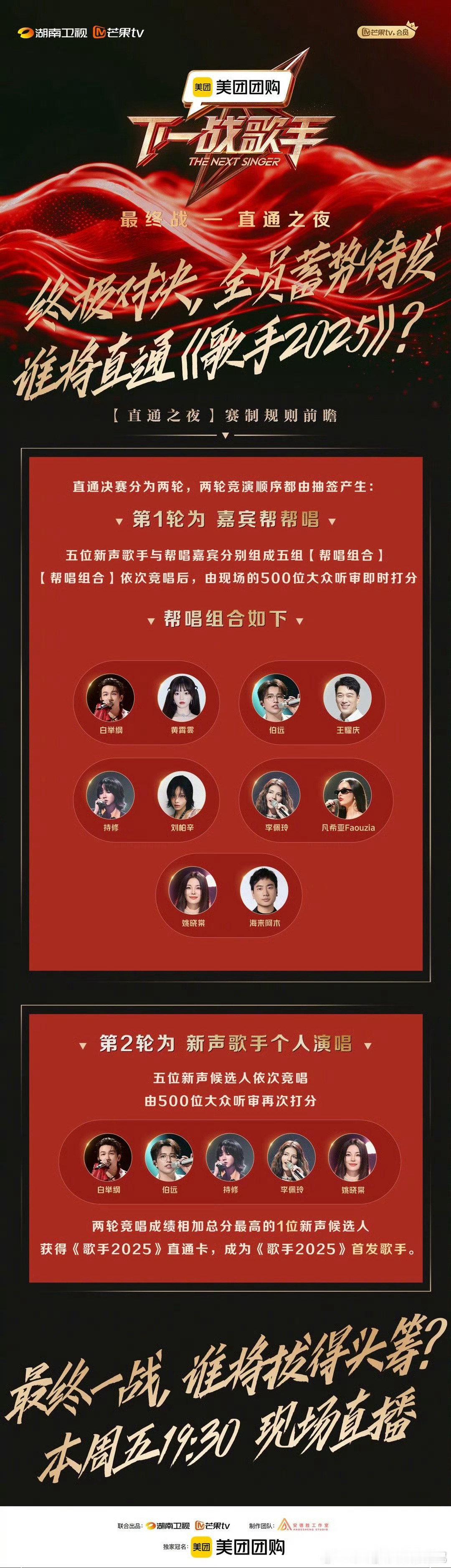 下一战歌手冠军首发歌手2025  下一战歌手  最爱看一些神仙打架！各位唱歌享福