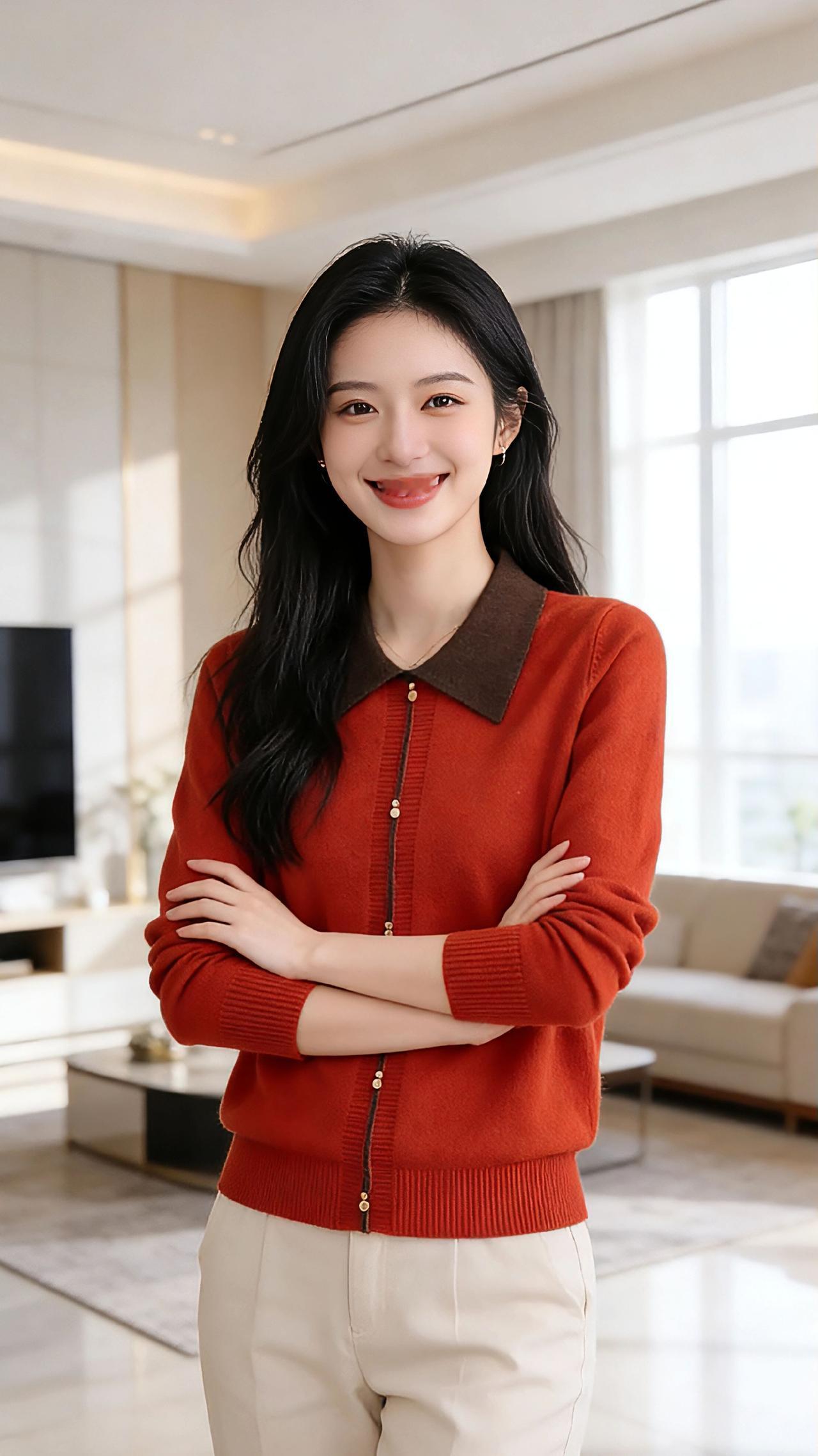 暖橘针织，一室温柔
 
晨光透过纱帘漫进客厅，在米白色的沙发与光洁的地砖上揉出柔