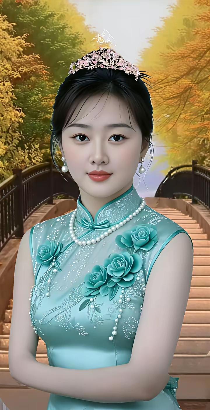 这姑娘穿得真像古装剧里的美人。