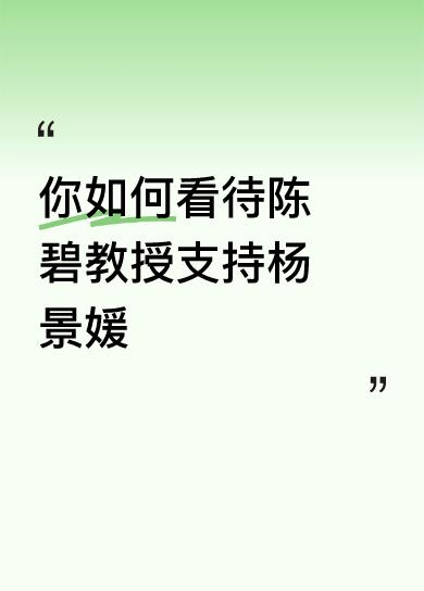 你如何看待陈碧教授支持杨景媛都是西方ngo