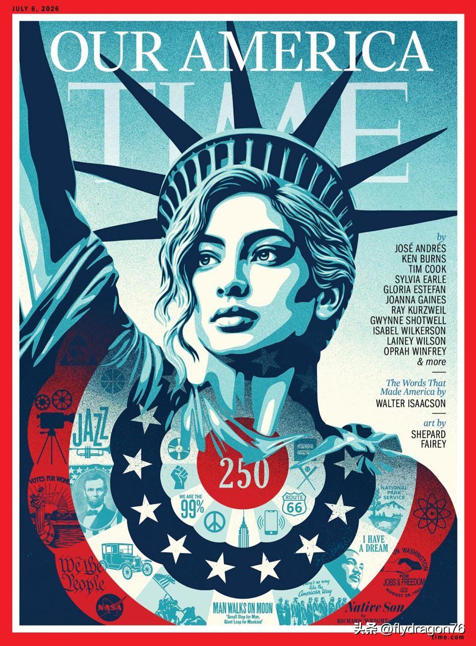🇺🇸最新一期的《时代》周刊聚焦于美国建国250周年这一里程碑。为纪念这一时刻