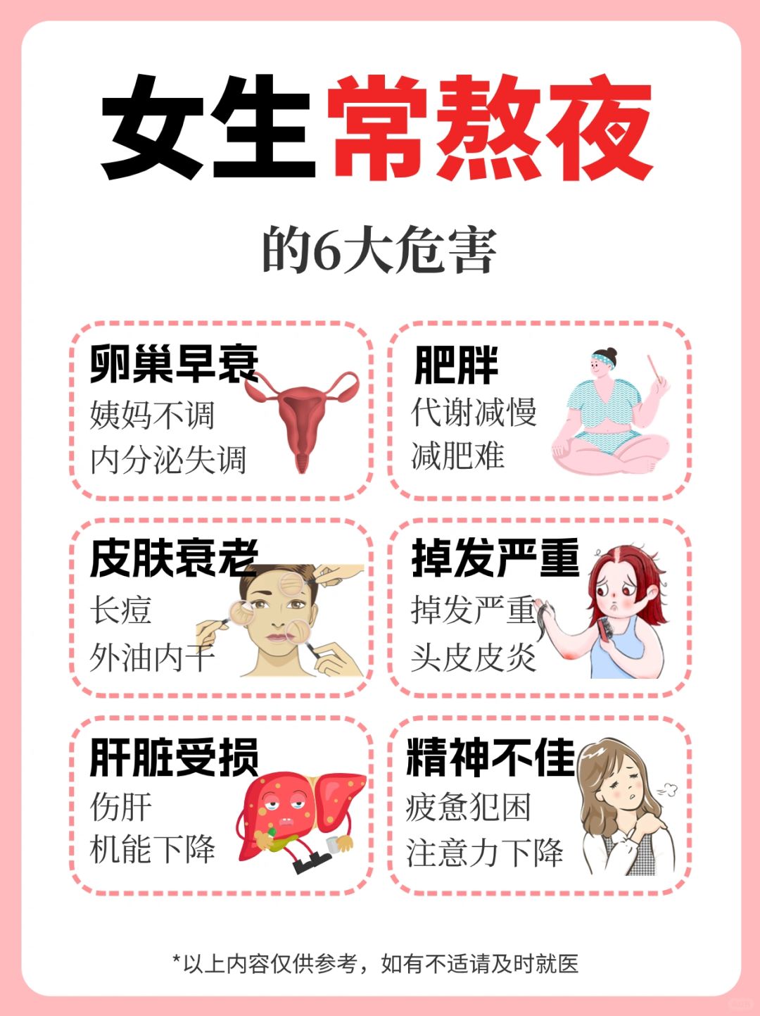 女生熬夜6大危害+5条挽救指南！女生必看！
