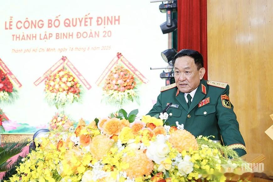 2025年6月16日越南20兵团在胡志明市举行成立仪式。越共中央委员、中央军委常