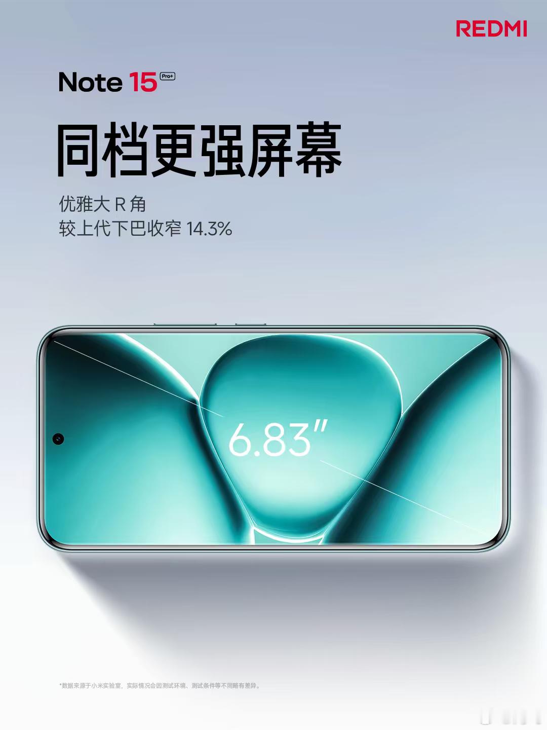 红米Note 15 Pro+有优雅大R角搭配更窄下巴，6.83英寸1.5K超级阳