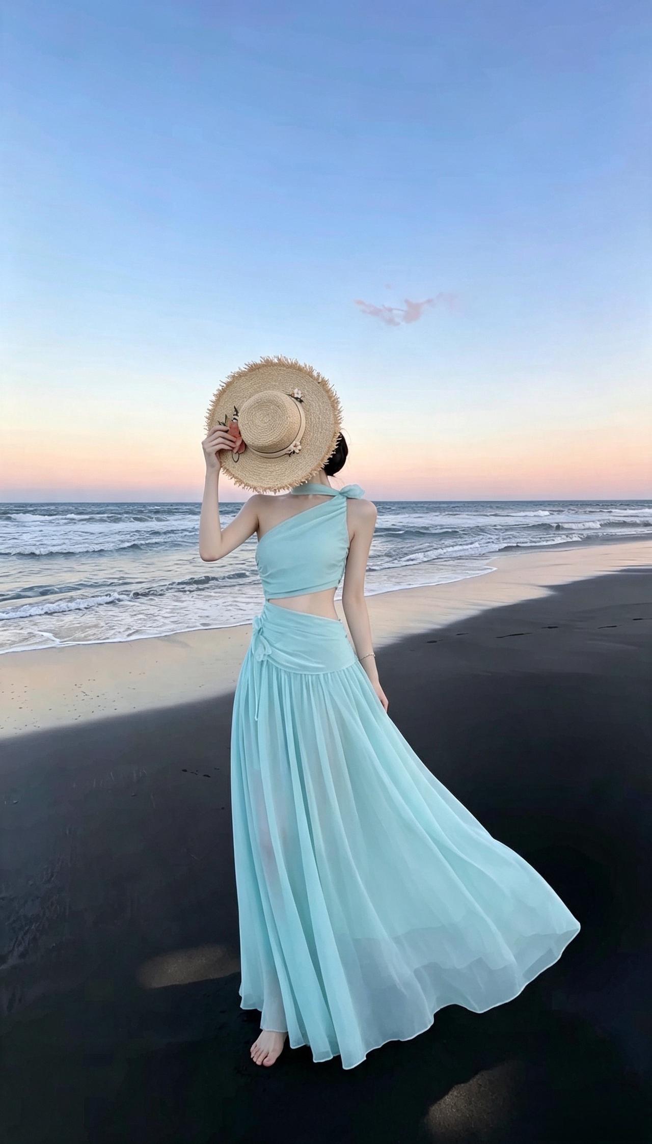 夏日海边氛围感 沙滩氛围感拍照 海边度假穿搭  长裙与海风 适合海边度假穿的长裙