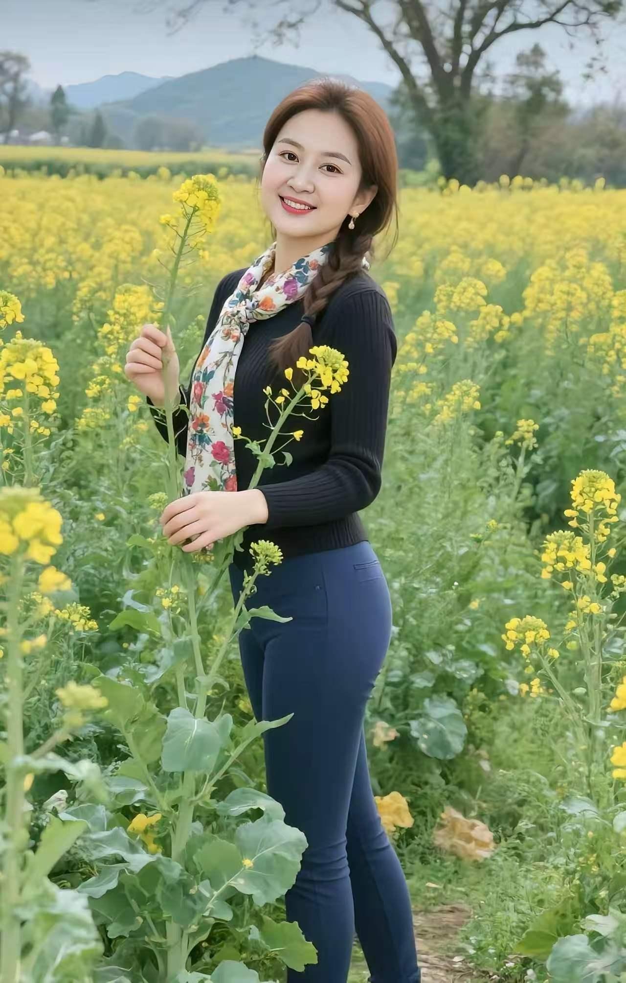 天净沙·春风佳人
春风漫抚金黄，
佳人浅笑中央。
丝巾轻飘韵长。
嫣红盈望，
此