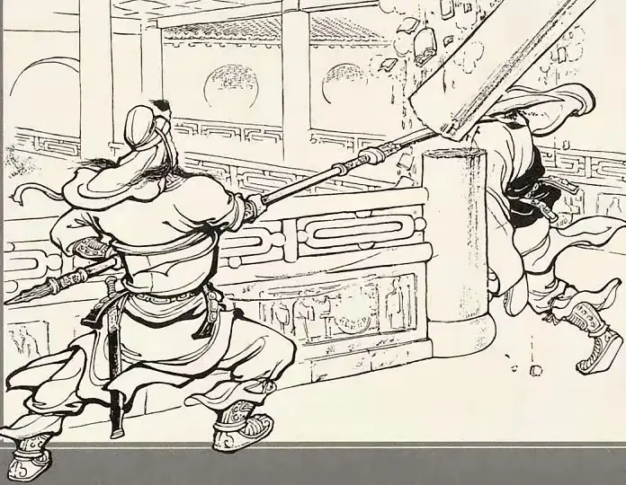 一人正在前边跑，他拐过走廊角，撒腿如飞。可惜这人跑得再快，也不如刀快！...