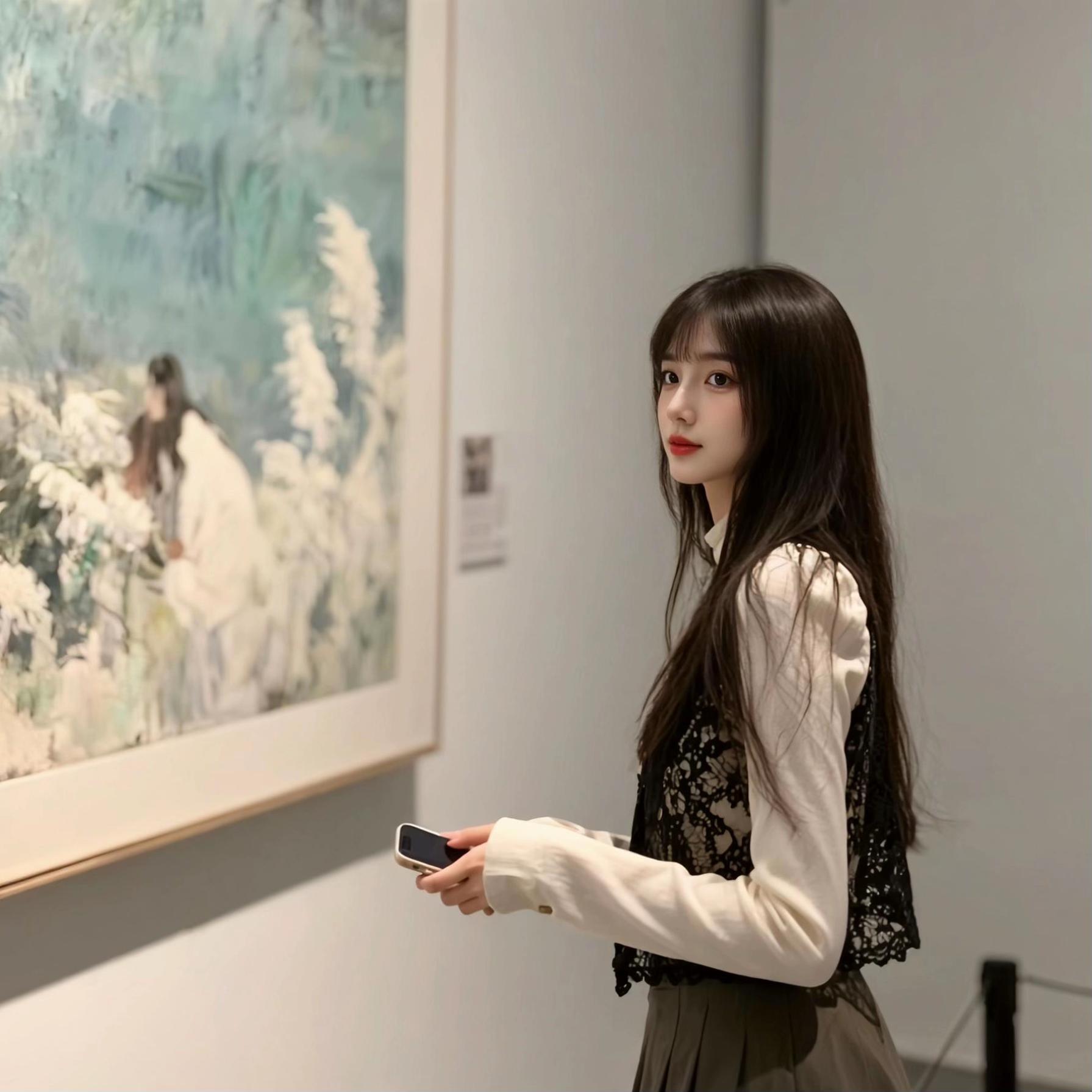 在美术馆，她盯着那幅画许久。画里的人，多像曾经的自己和他。那时他们也常...