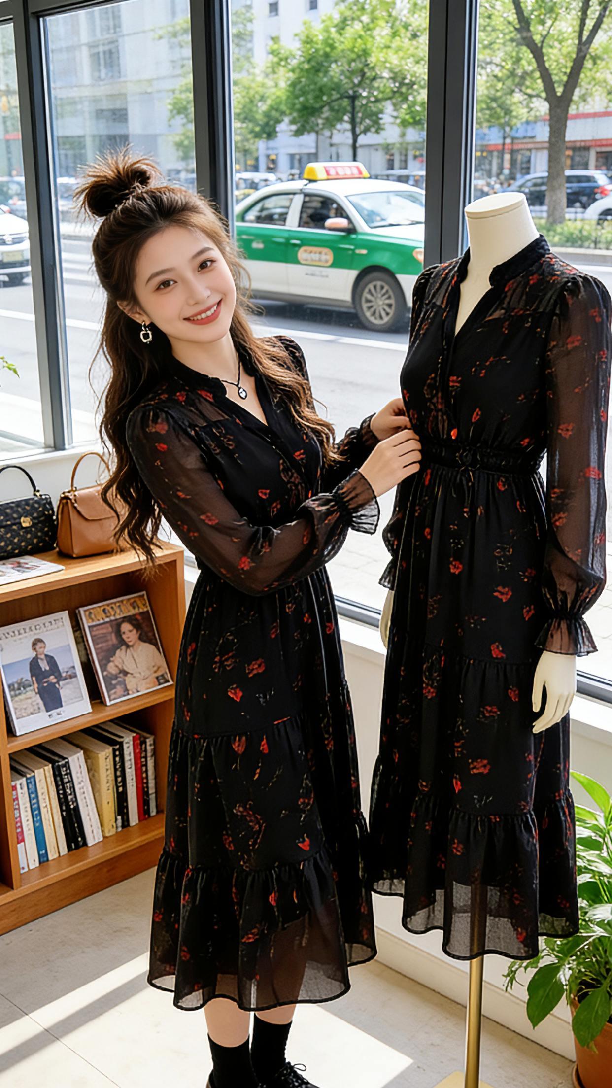 谁懂啊！这条法式碎花连衣裙，真的踩中了微胖女生的所有喜好！收腰A字版型藏住腰腹肉