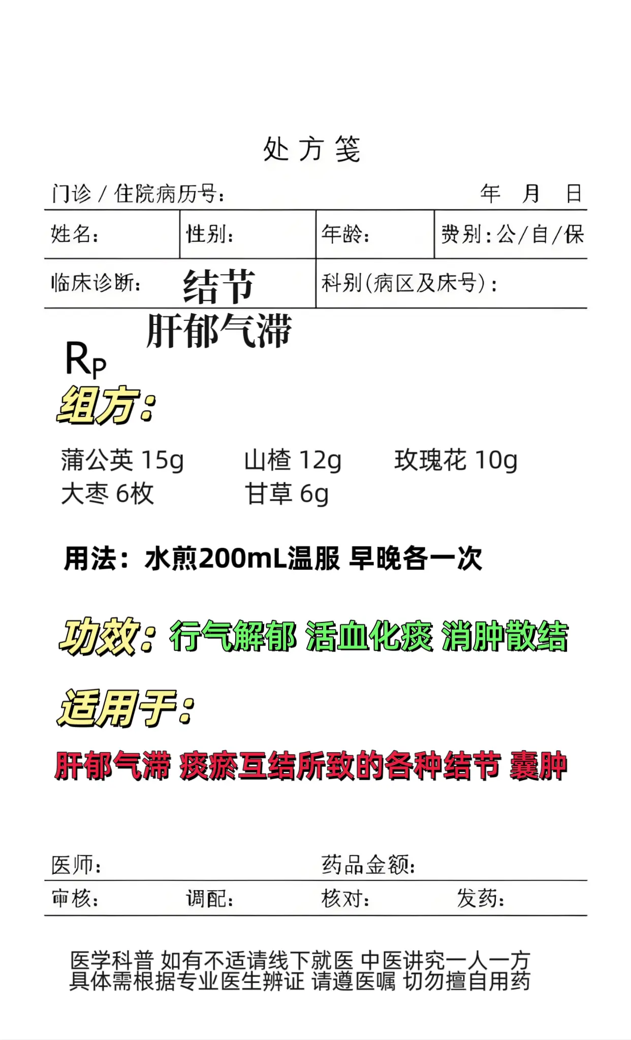 结节 肝郁气滞 中医调理。