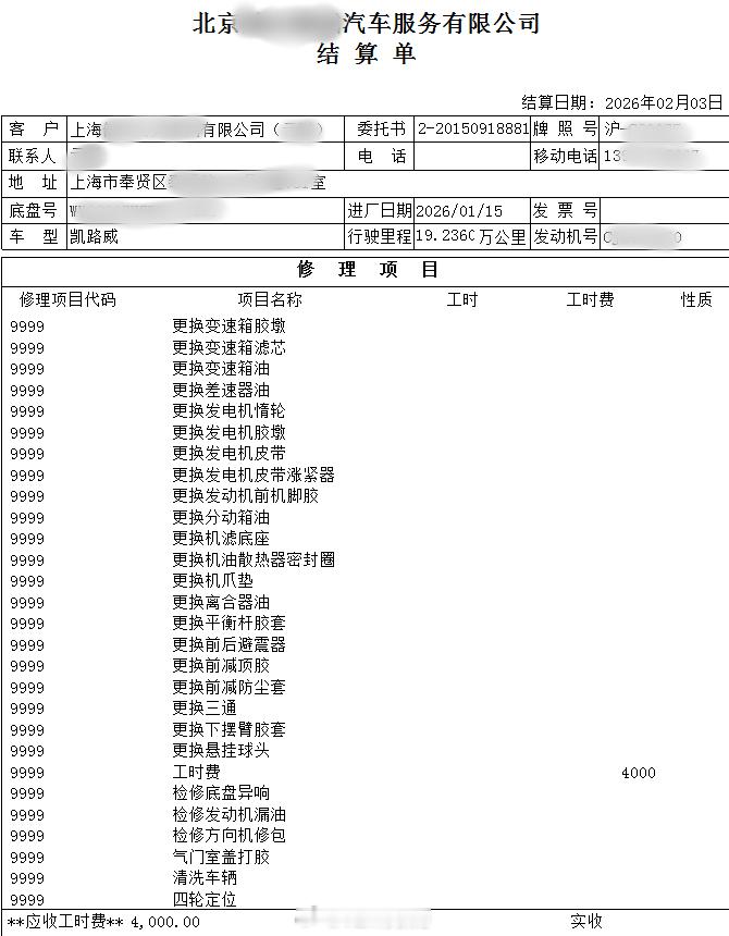 关于我那台19万公里二手大众凯路威 的整备支出，晒出来给各位参考吧，材料费部分1