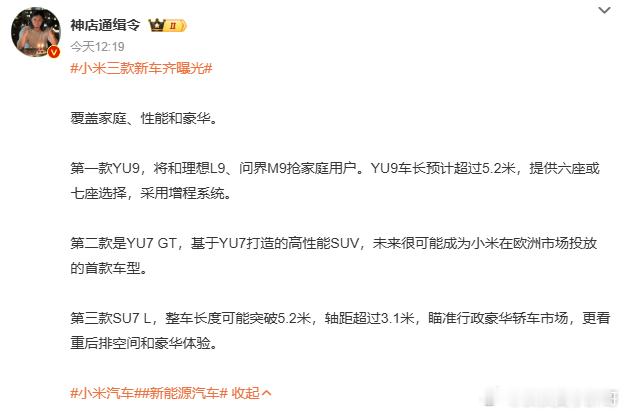 小米要发三台车啊？