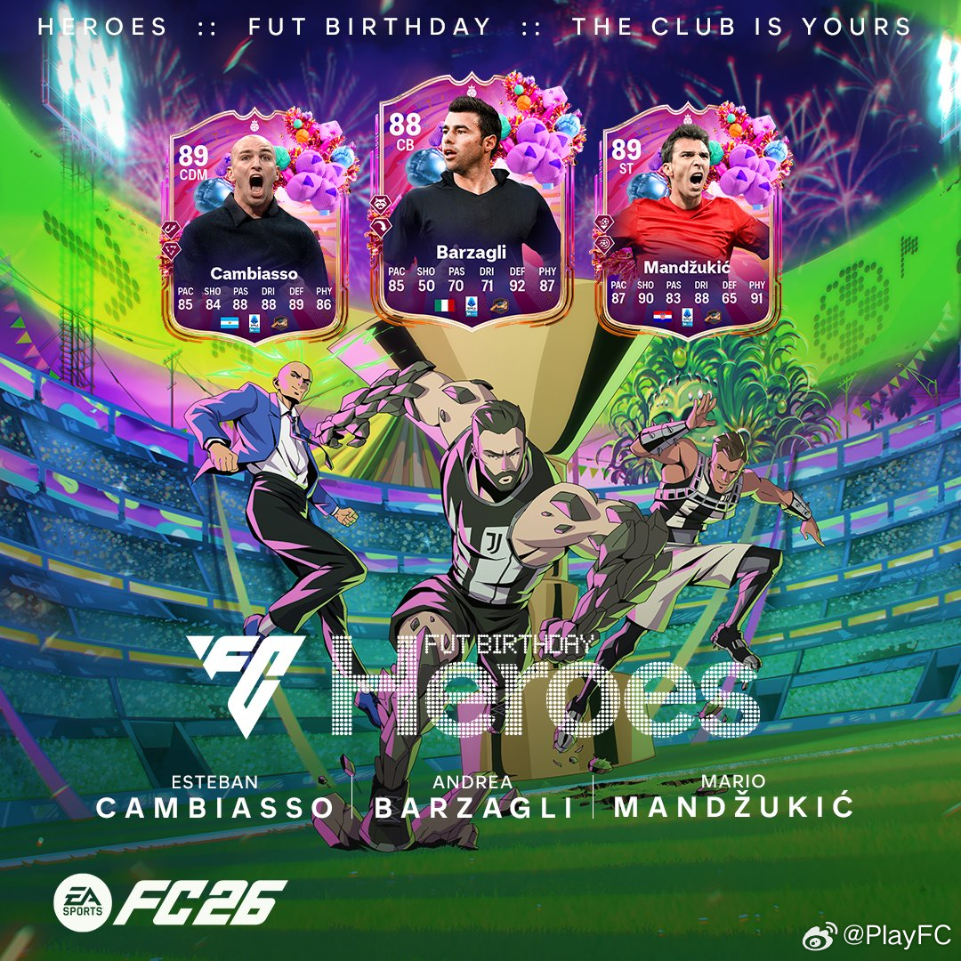 EA SPORTS FC 26公布全新英雄球员！巴尔扎里、曼朱基奇、坎比亚索登场