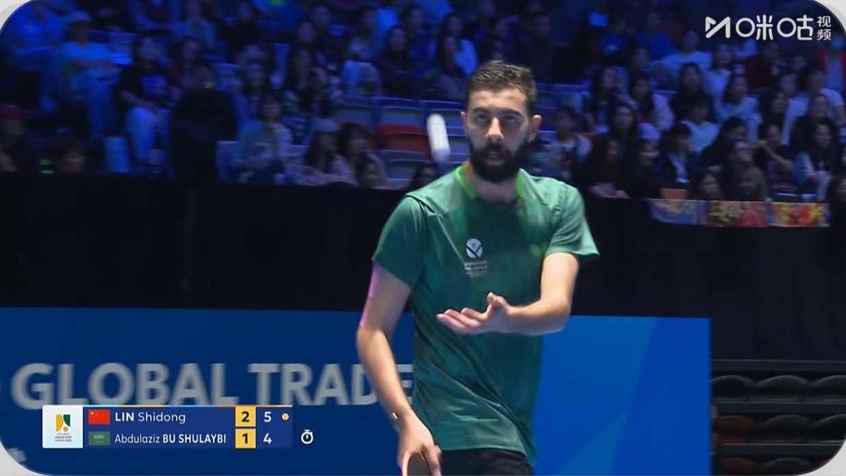 林诗栋2-1舒莱比哎呀呀 不知不觉这大胡子居然拿下一把是不是老乡加油声给压力了
