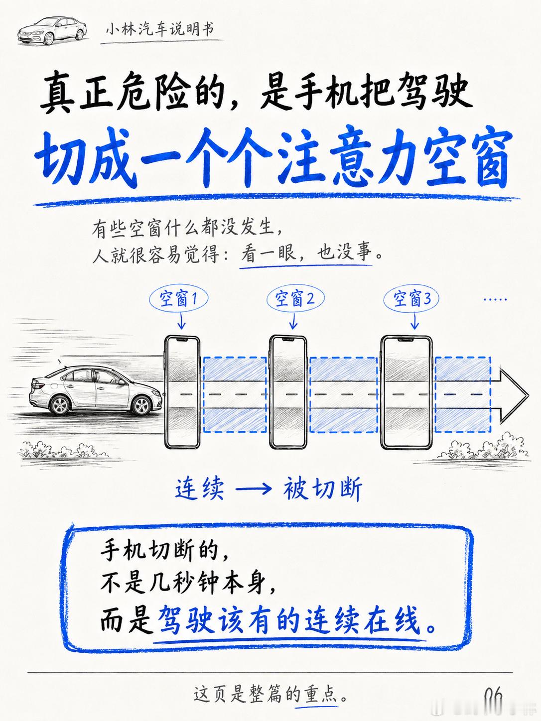 开车看手机导致交通事故将严惩盲驾，以后可能要处罚了开车看手机，是在路上短暂退出驾