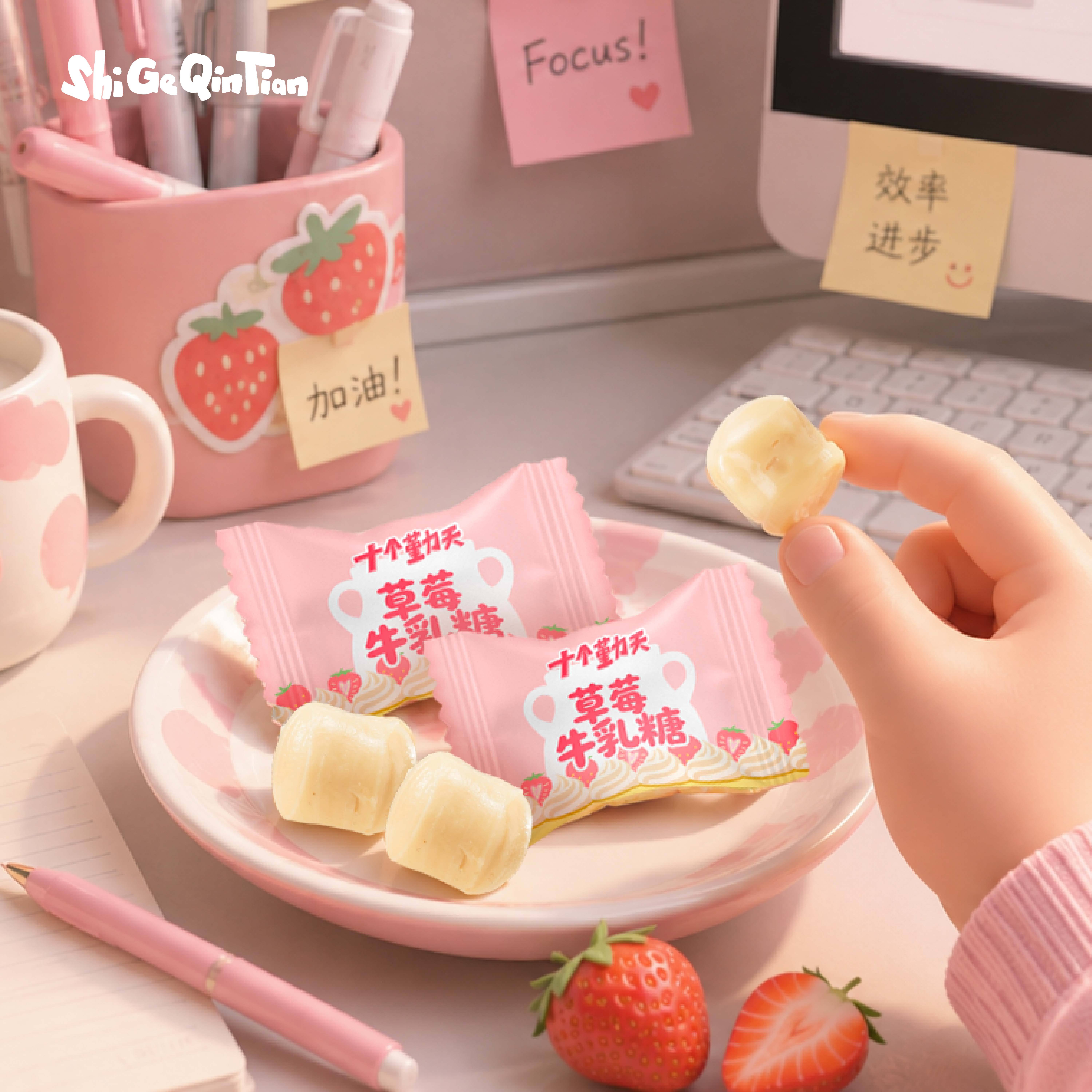十个勤天种地吧 十个勤天🍓新品首发：草莓牛乳糖 
