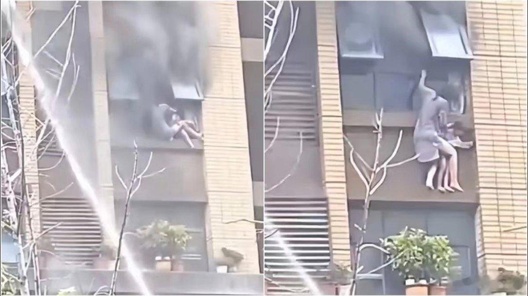 只看到救火，完全没看到救人。云梯呢？？？充气垫呢？？？实在不行抓着床单，几个人在