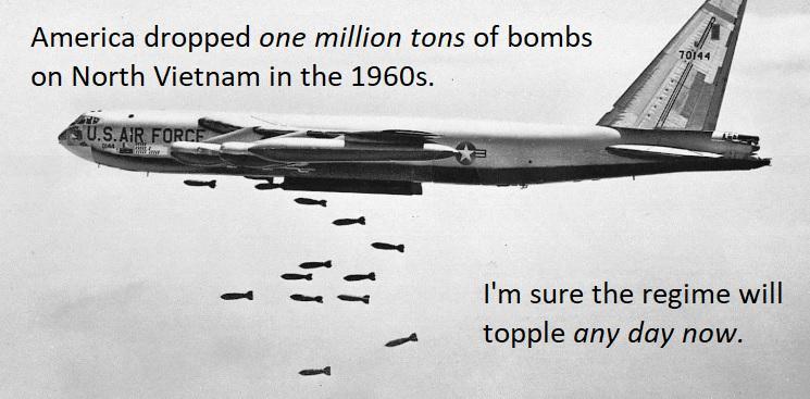 越南战争期间，美国投下的炸弹总量是二战时的四倍——但这场冲突从未被正式宣战。更讽
