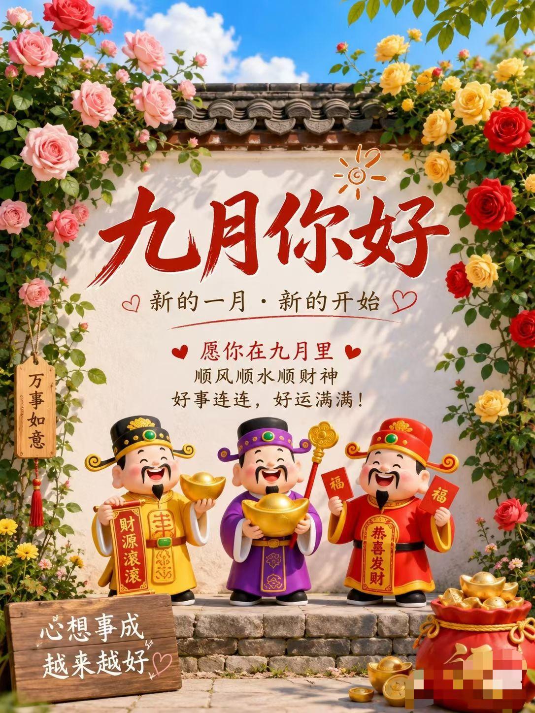 九月开局，先抽个上上签，睡得香，赚得到，小惊喜不断，小日子有光。