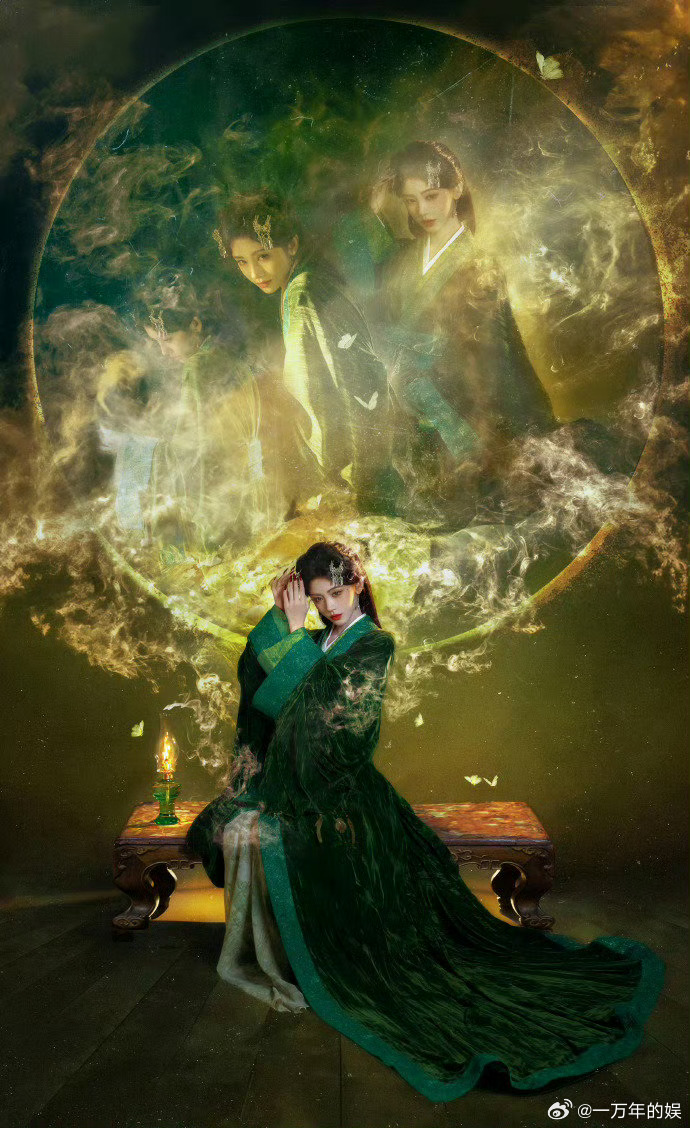 鞠婧祎露芜衣阴湿女鬼鞠婧祎露芜摄人心魄的女鬼 露芜衣造型太带感！墨绿长袍配银饰，