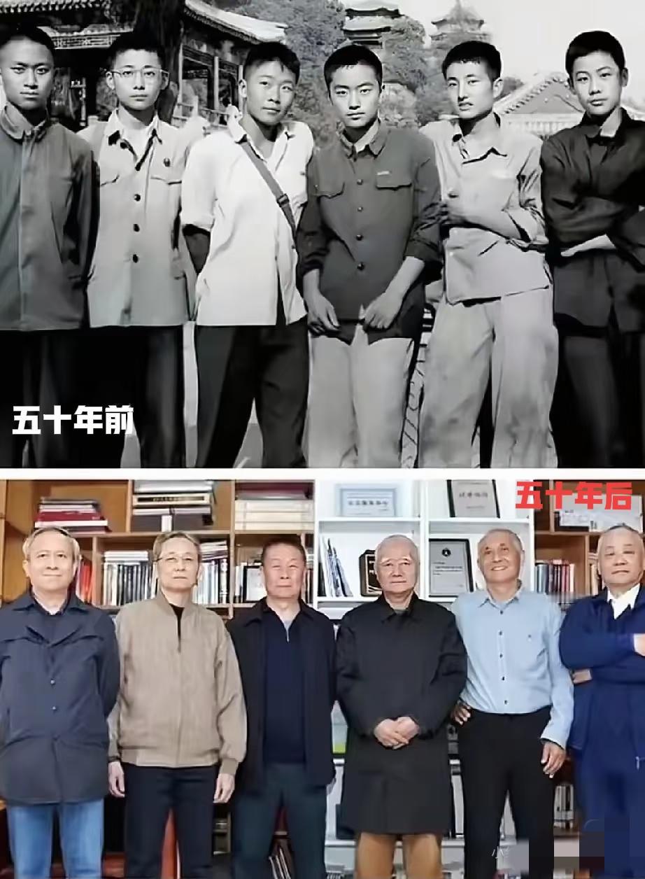 同样的六个人，时隔五十年，一看就知道都是人中龙凤。[赞]
