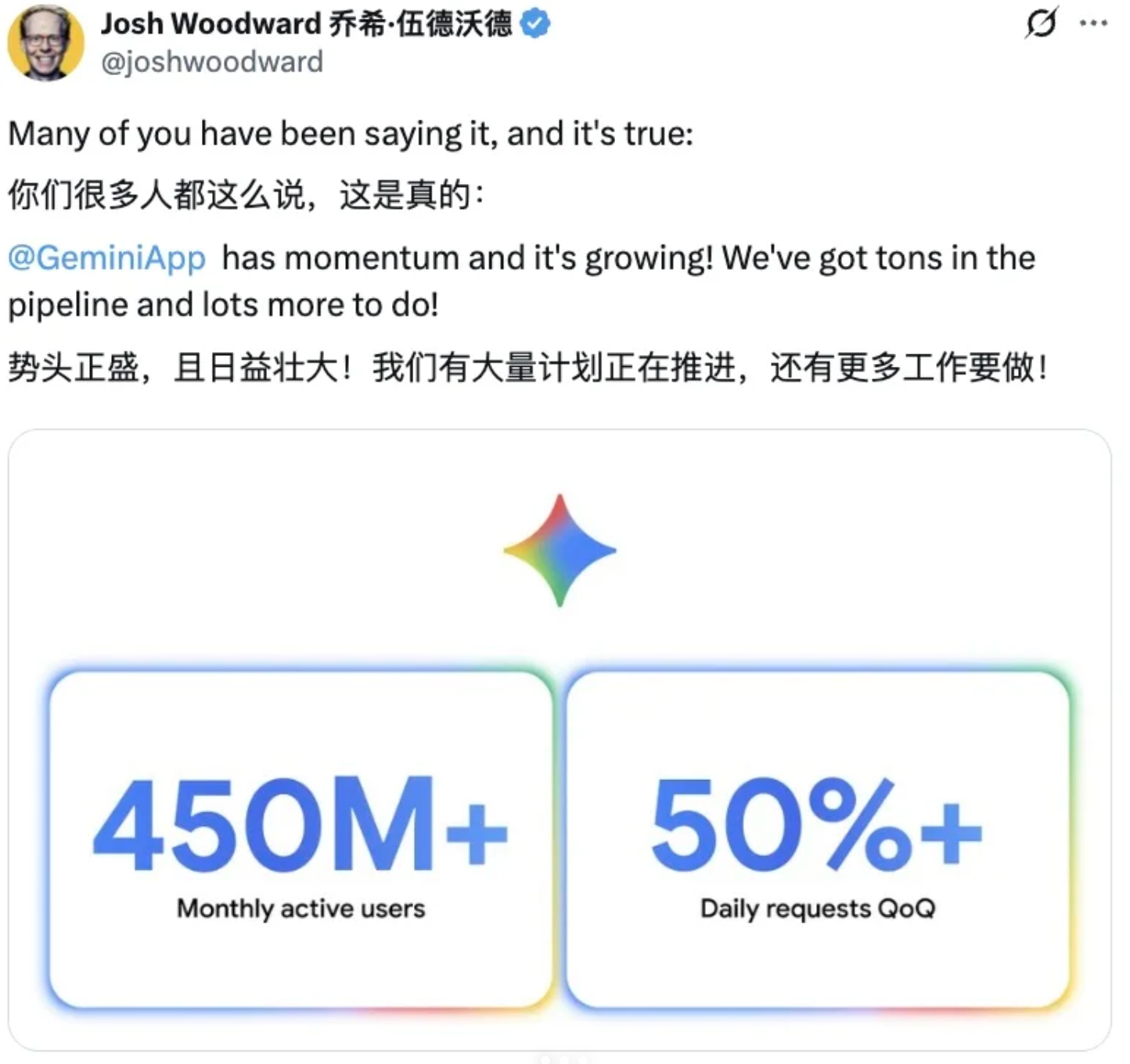 谷歌Q2财报电话会直接上了剂强心针，劈柴哥透露，Gemini处理的token量两