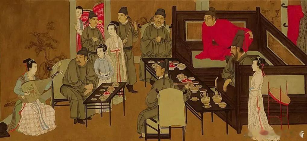 蒋长扬 韩熙载夜宴图  国色芳华里，蒋长扬红衣加身，恰似韩熙载宴请宾客之态。其气