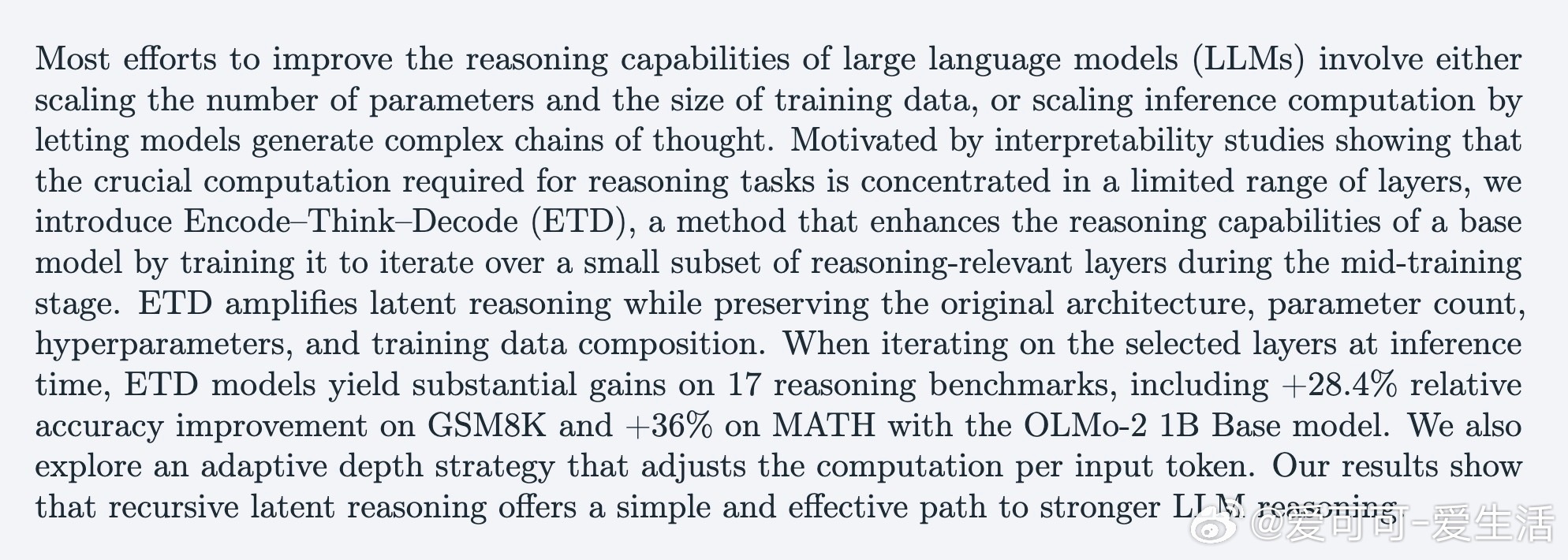 [LG]《Encode, Think, Decode: Scaling test