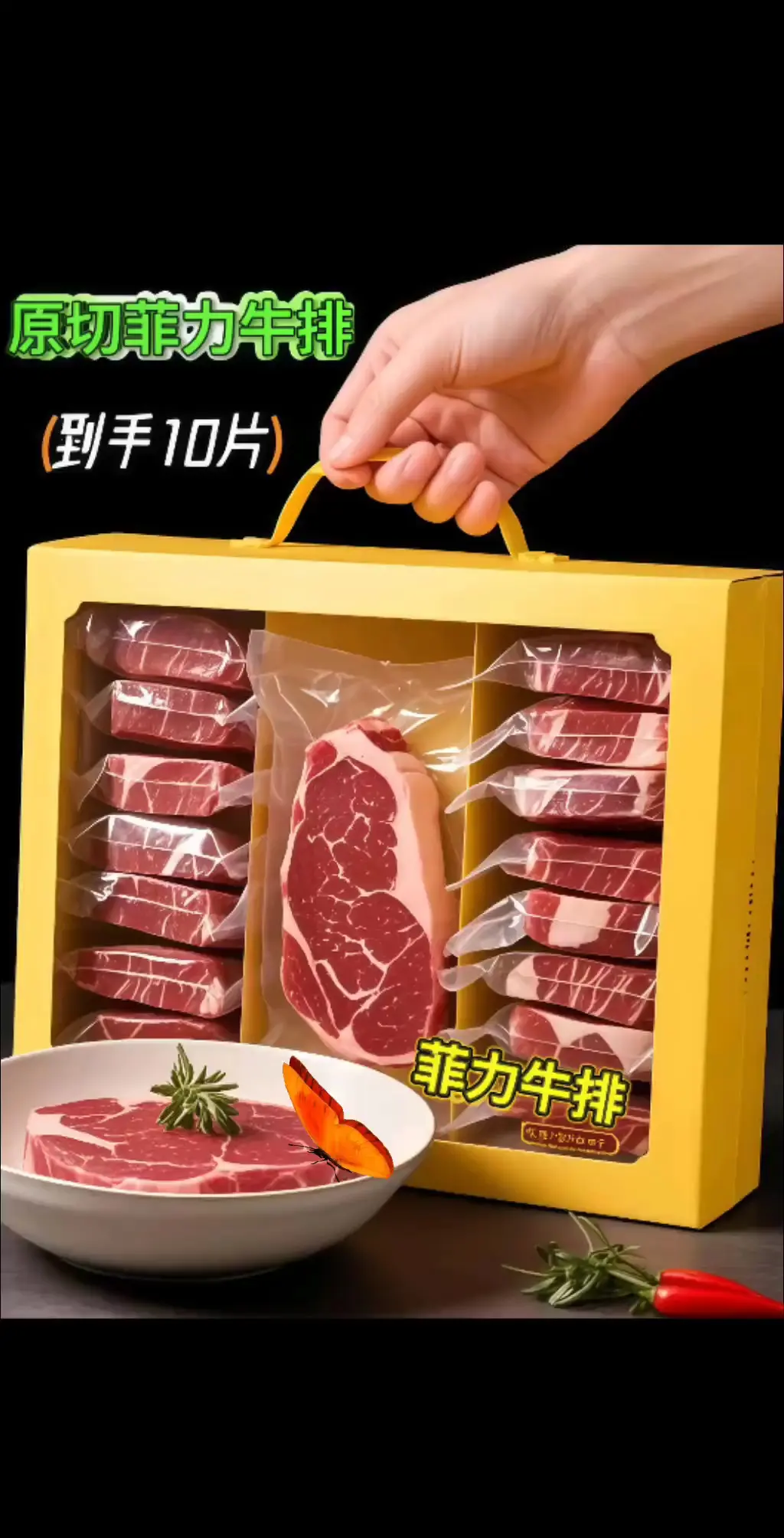 家人们！谁能懂啊！这款原切菲力牛排简直绝了！精选天然牧场草饲牛里脊，由...