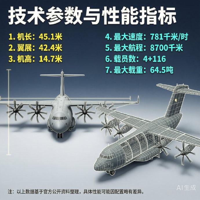 军事ai新视野 A400M运输机［欧］机长：45.1米翼展：42.4米机高：14