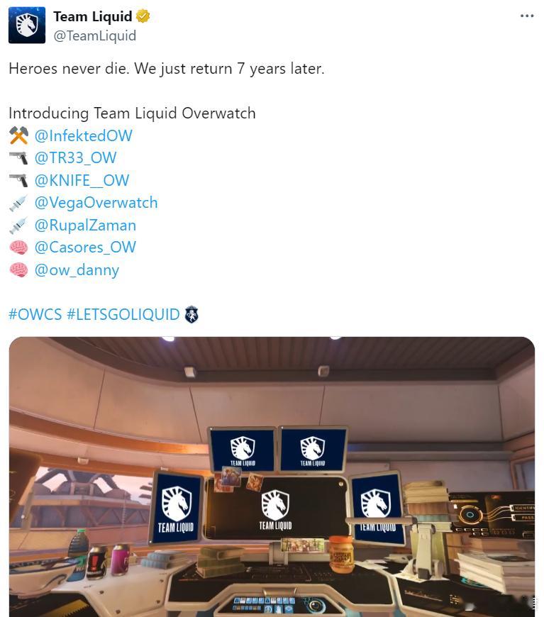 OWCS  Team Liquid官宣阵容 